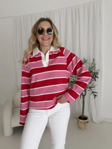 Bluzka z długim rękawem, Pink stripe