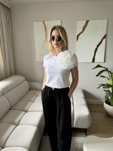 Bluzka z odpinanym kwiatem, Flower, 94% bawełna
